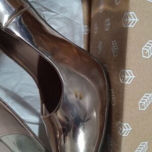 Rose gold metallic stiletto heels